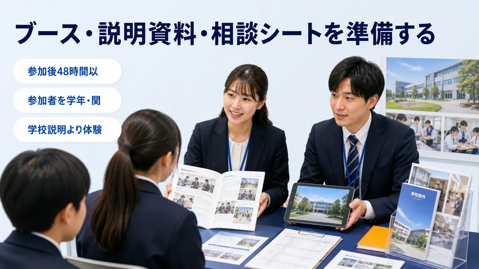 ブース・説明資料・相談シートを準備する