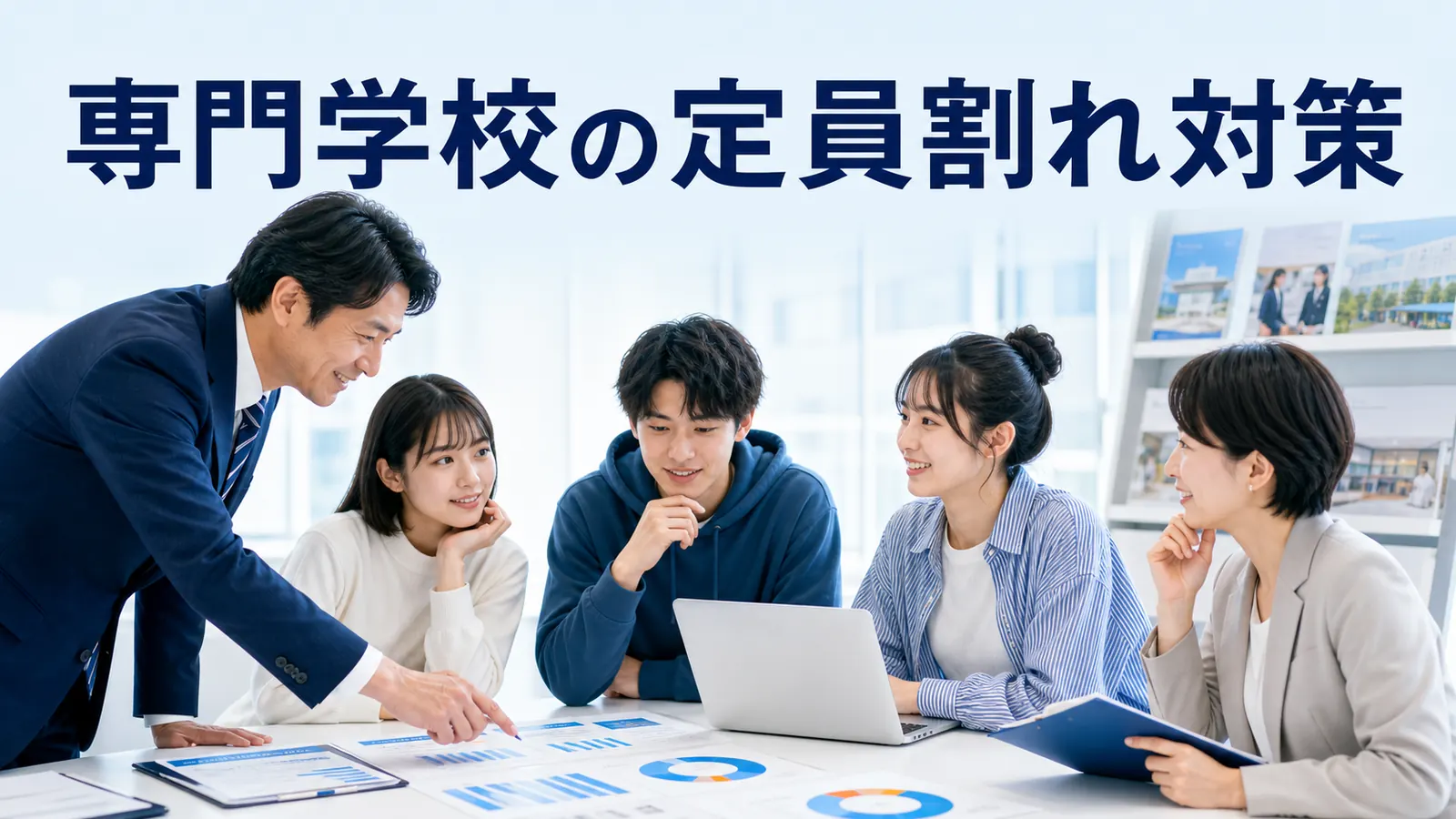 専門学校の定員割れ対策を内容別のオリジナル構図で整理した図解