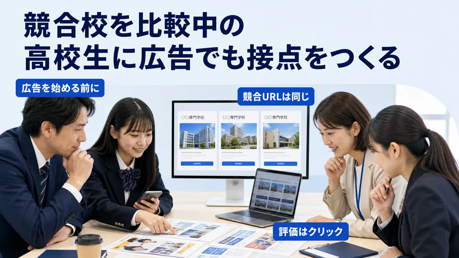 競合校を比較中の高校生に広告でも接点をつくる