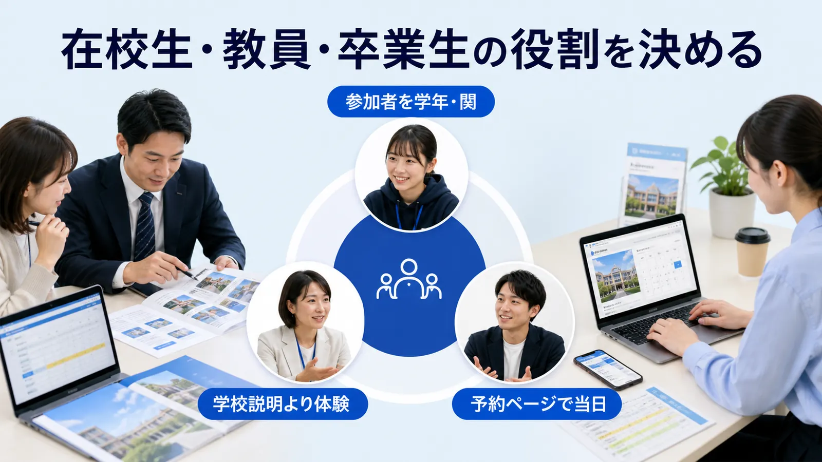 在校生・教員・卒業生の役割を決める