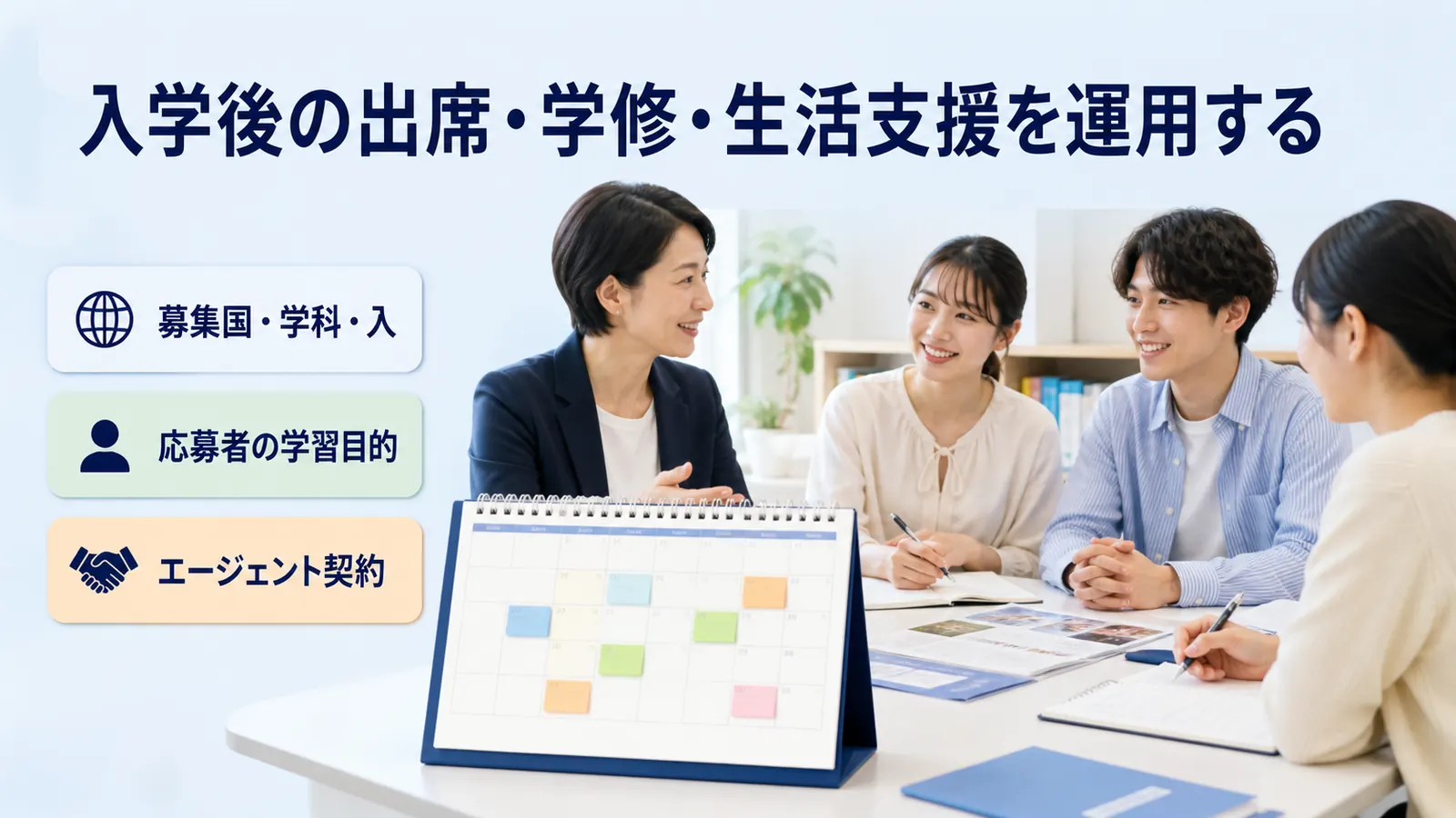 入学後の出席・学修・生活支援を運用する