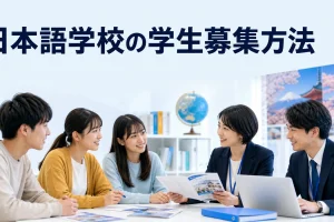 日本語学校の学生募集方法を内容別のオリジナル構図で整理した図解