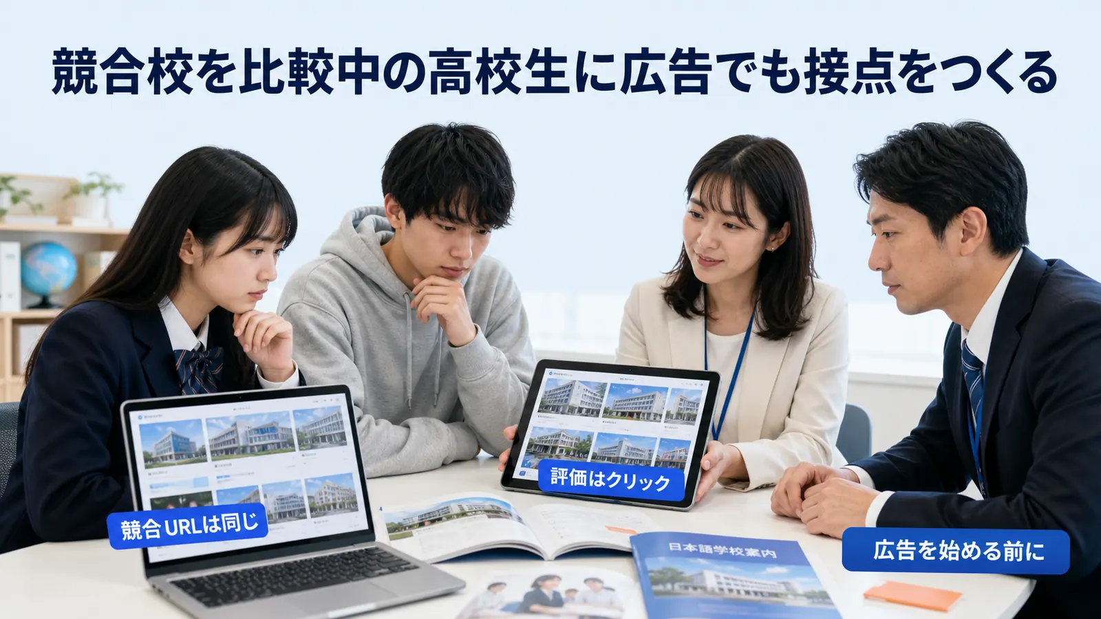 競合校を比較中の高校生に広告でも接点をつくる