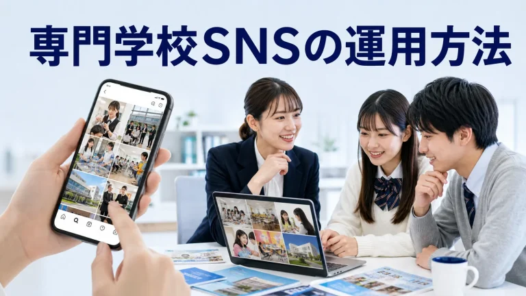 専門学校SNSの運用方法を内容別のオリジナル構図で整理した図解