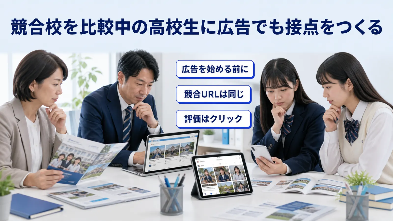 競合校を比較中の高校生に広告でも接点をつくる