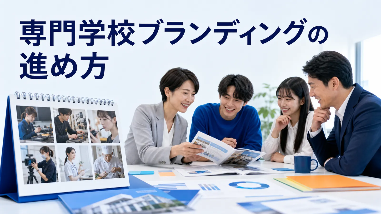 専門学校ブランディングの進め方を内容別のオリジナル構図で整理した図解