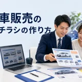 中古車販売の広告・チラシの作り方を内容別のオリジナル構図で整理した図解