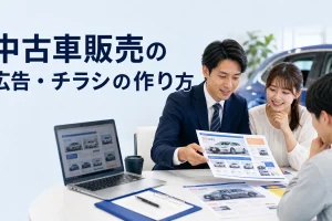中古車販売の広告・チラシの作り方を内容別のオリジナル構図で整理した図解
