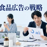 健康食品広告の戦略を内容別のオリジナル構図で整理した図解