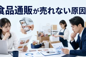 食品通販が売れない原因はを内容別のオリジナル構図で整理した図解