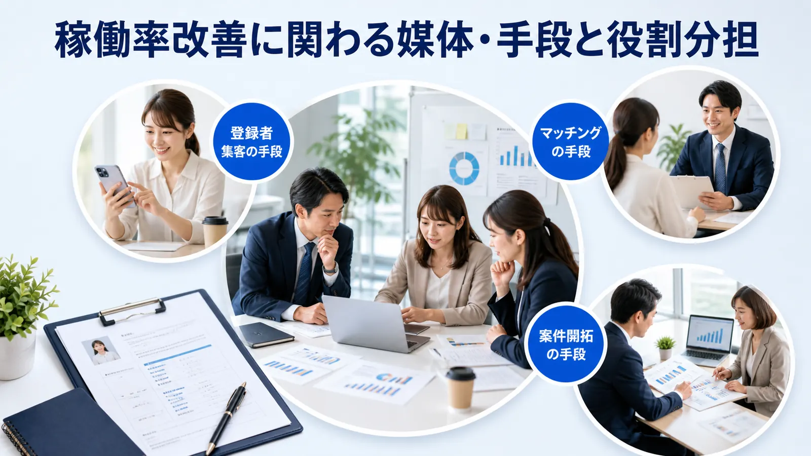 稼働率改善に関わる媒体・手段と役割分担