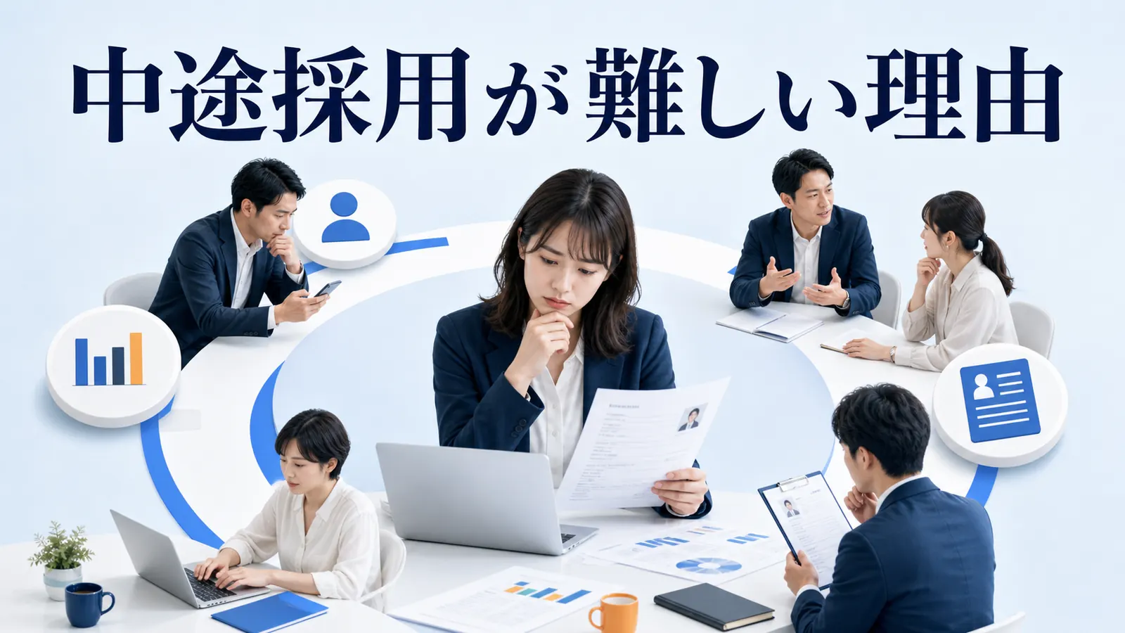 中途採用が難しい理由を内容別のオリジナル構図で整理した解説画像