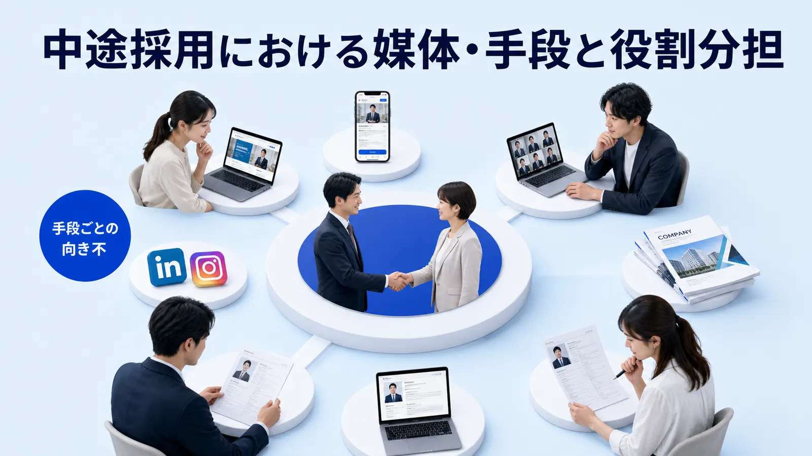 中途採用における媒体・手段と役割分担