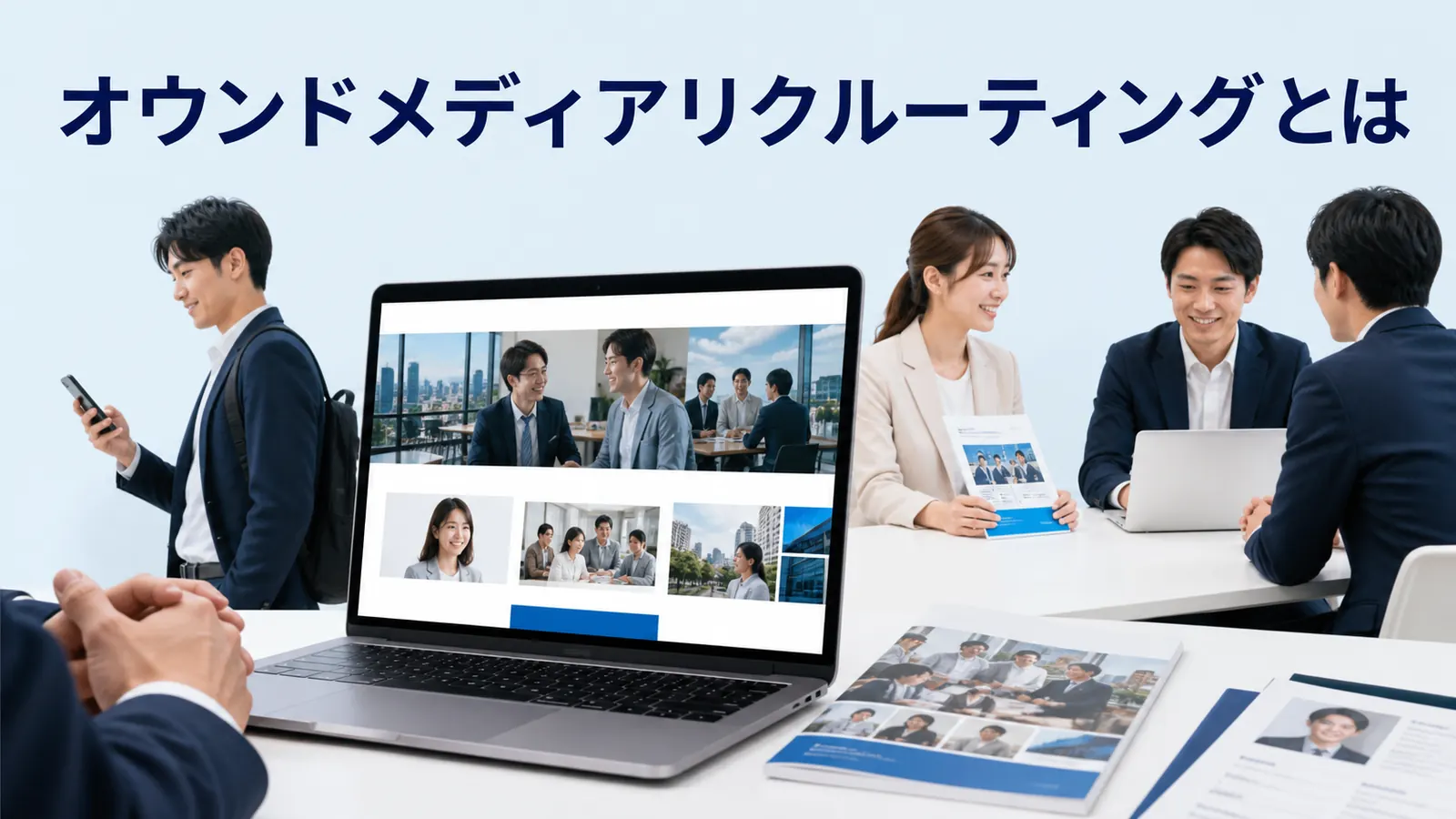 オウンドメディアリクルーティングとはを内容別のオリジナル構図で整理した図解