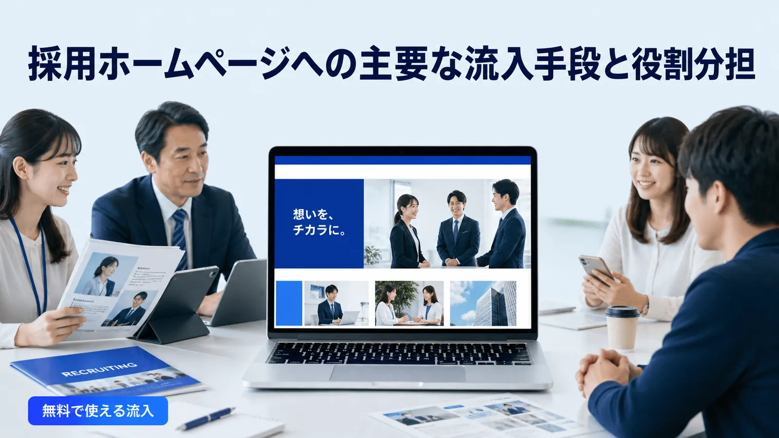 採用ホームページへの主要な流入手段と役割分担