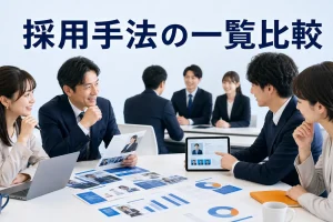 採用手法の一覧比較を内容別のオリジナル構図で整理した解説画像