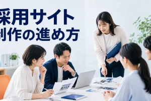 採用サイト制作の進め方を内容別のオリジナル構図で整理した図解