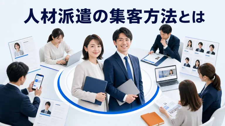 人材派遣の集客方法とはを内容別のオリジナル構図で整理した解説画像