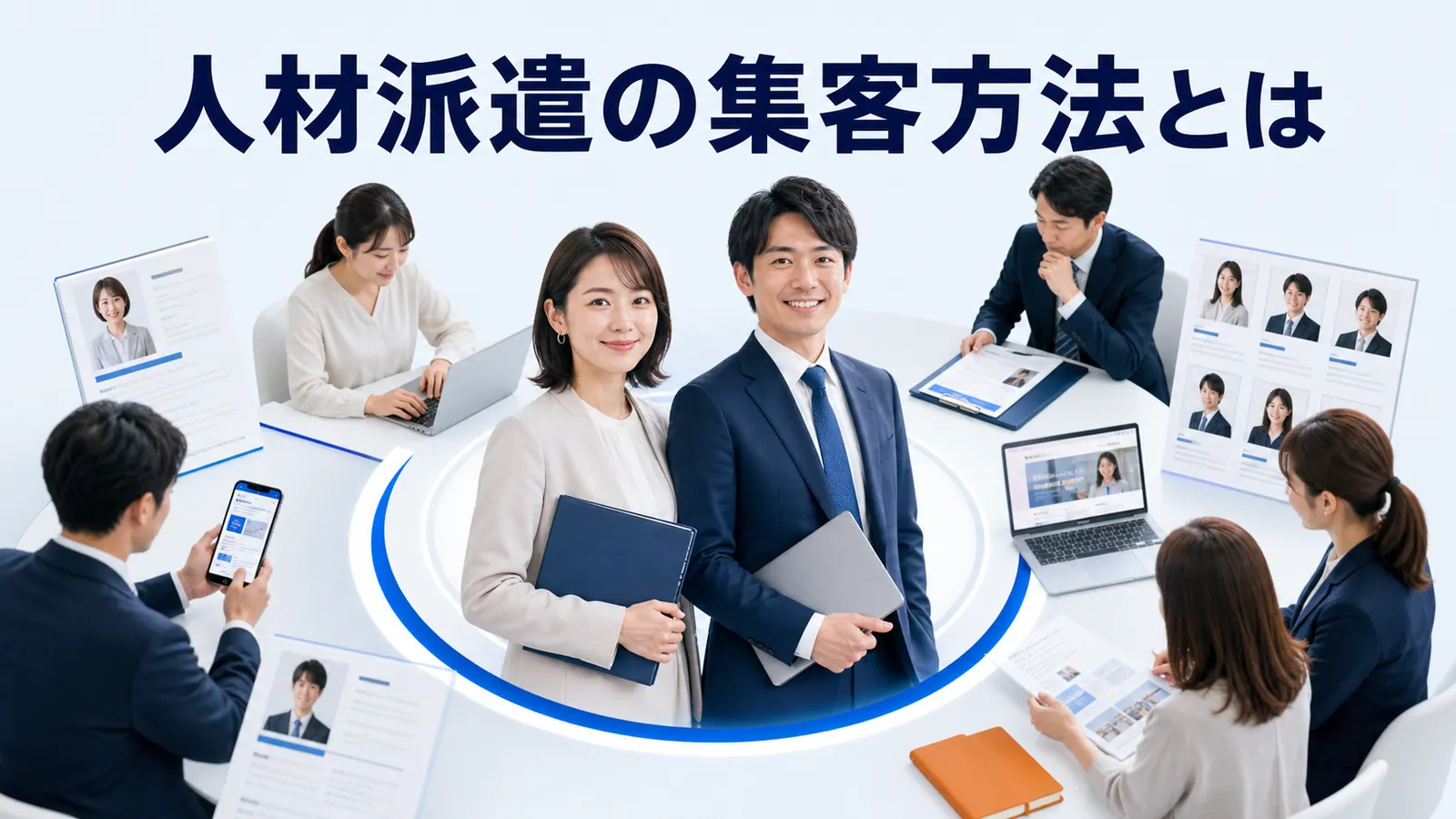 人材派遣の集客方法とはを内容別のオリジナル構図で整理した解説画像
