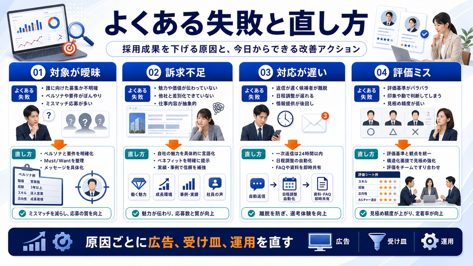 採用 広告 失敗パターンと修正 図解