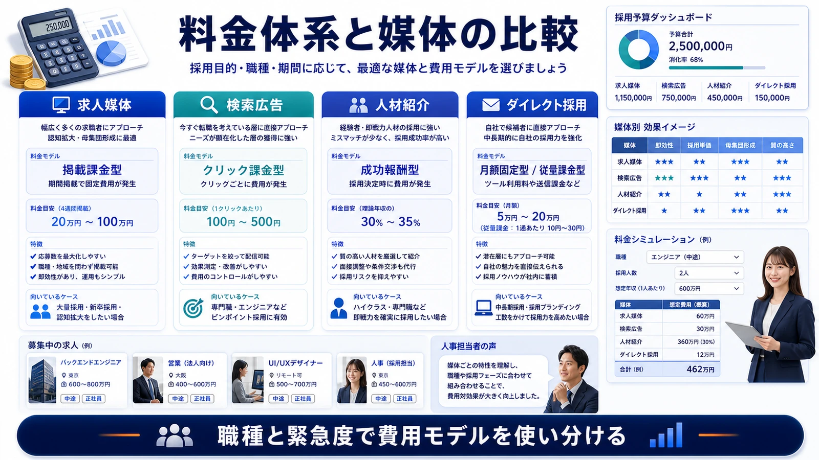 求人広告 費用 チャネルの役割分担 図解