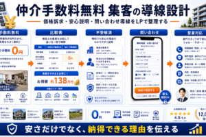 仲介手数料無料 集客の方法｜問い合わせにつながる広告・LP・SEO導線を解説 Image 2.0 図解