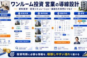 ワンルーム投資の営業方法｜強引に見せず個別相談につなげる導線設計 Image 2.0 図解