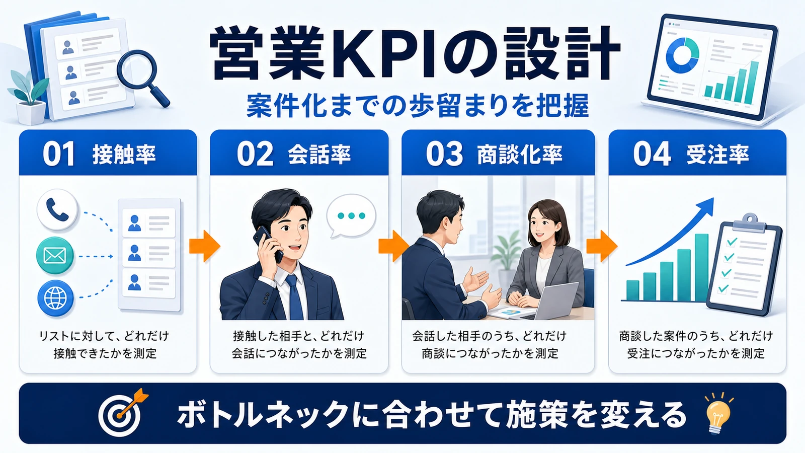 人材派遣 営業 見るべきKPI 図解