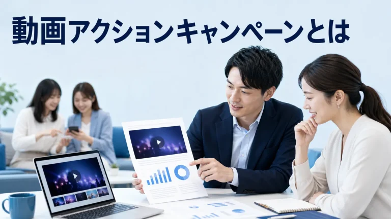 動画アクションキャンペーンとはを内容別のオリジナル構図で整理した図解