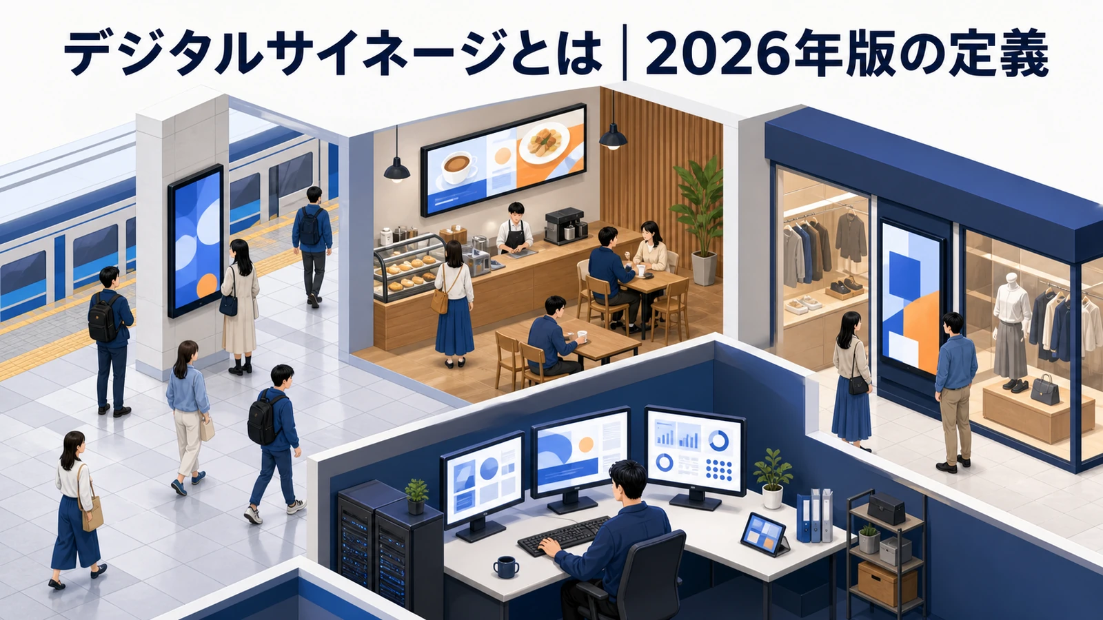 【2026年最新】デジタルサイネージ完全ガイド|AI配信・プログラマティックDOOH・インタラクティブ活用まで 図解01