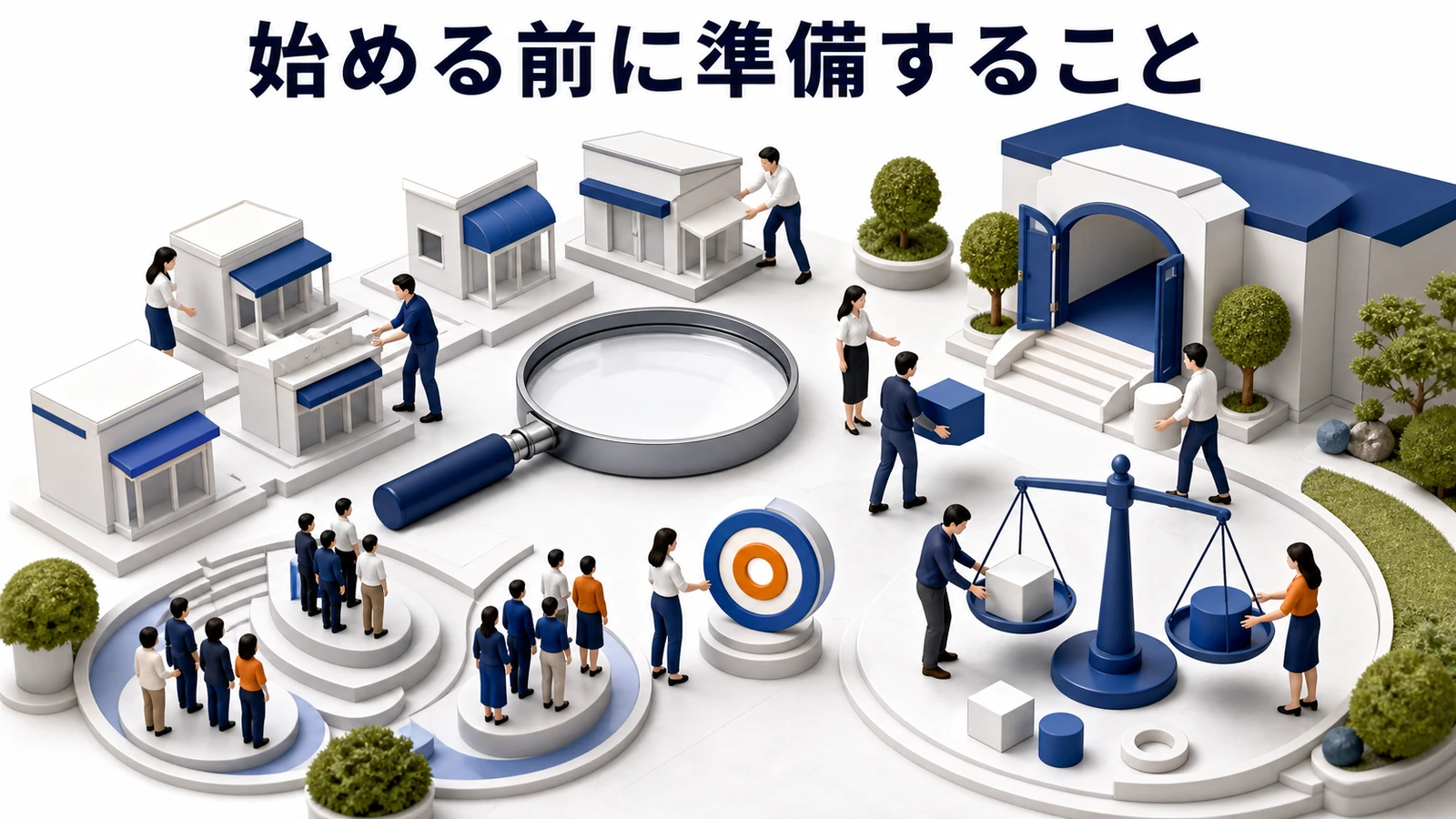 始める前に準備することを説明する図解