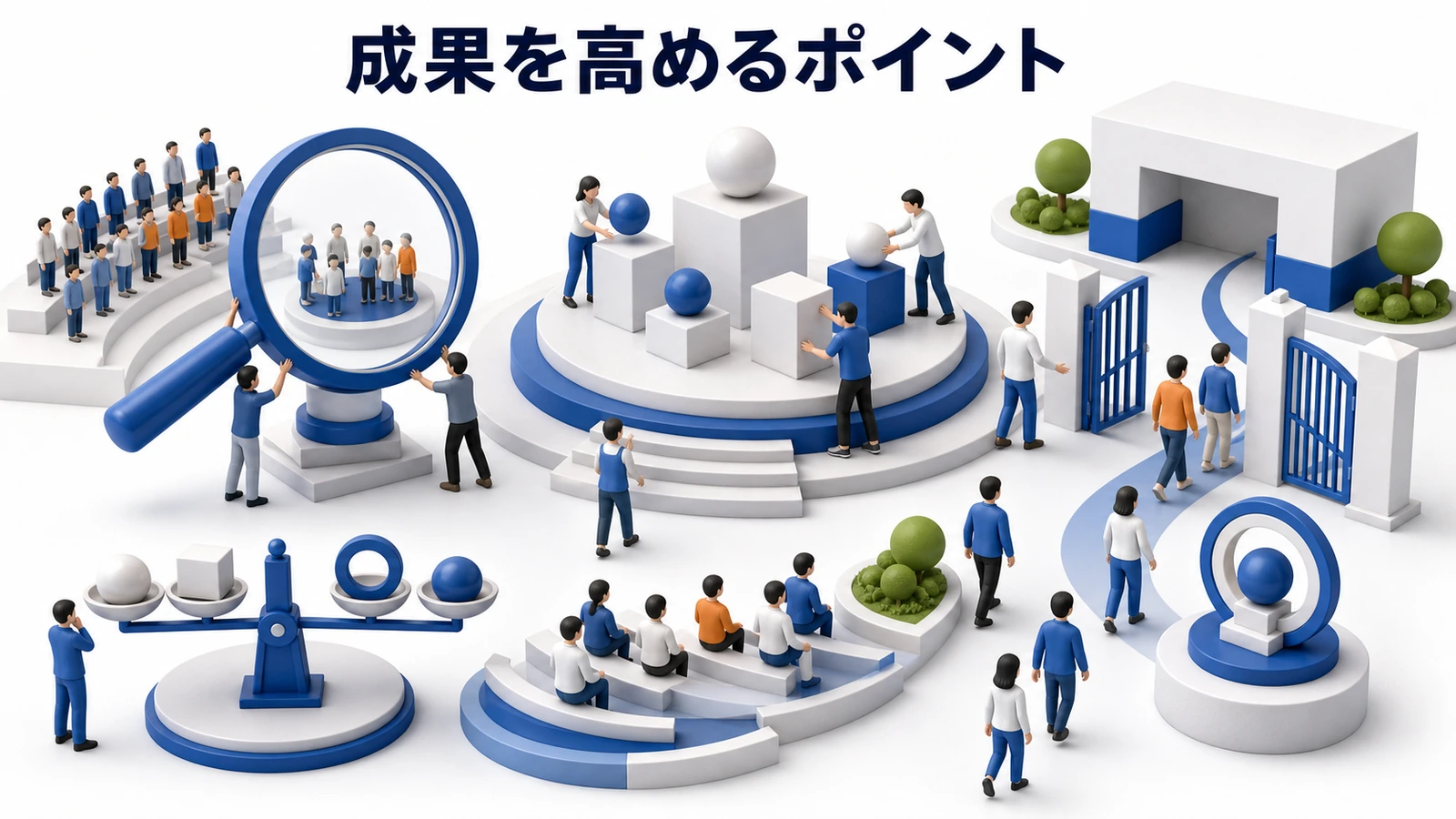 成果を高めるポイントを説明する図解