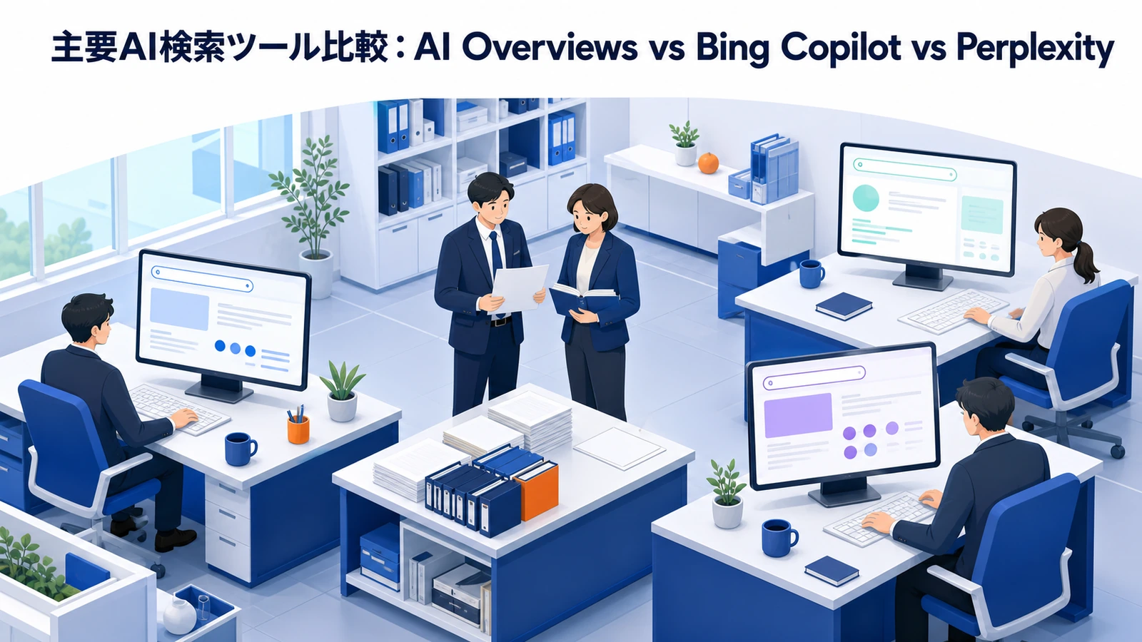 AI OverviewsとBing CopilotとPerplexityの比較ポイントを整理したImage 2.0図解