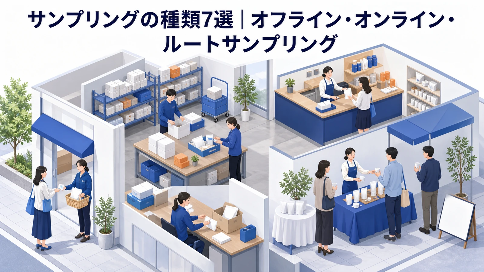 サンプリングの種類7選 オフラインとオンラインの配布方法