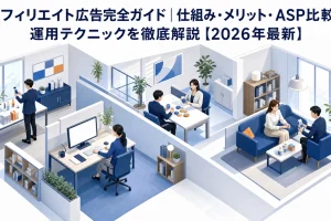 アフィリエイト広告完全ガイド｜仕組み・メリット・ASP比較・運用テクニックを徹底解説【2026年最新】 Image 2.0 図解