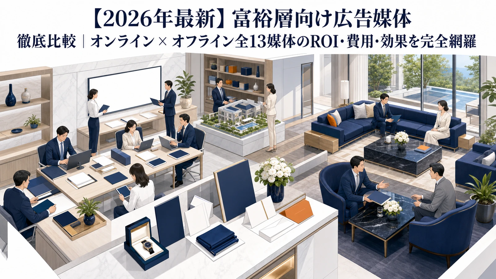 【2026年最新】富裕層向け広告媒体 徹底比較｜オンライン×オフライン全13媒体のROI・費用・効果を完全網羅 Image 2.0 図解