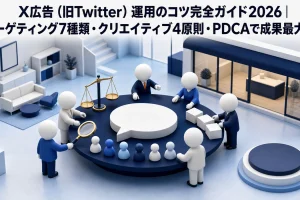 X広告（旧Twitter）運用のコツ完全ガイド2026｜ターゲティング7種類・クリエイティブ4原則・PDCAで成果最大化 Image 2.0 図解