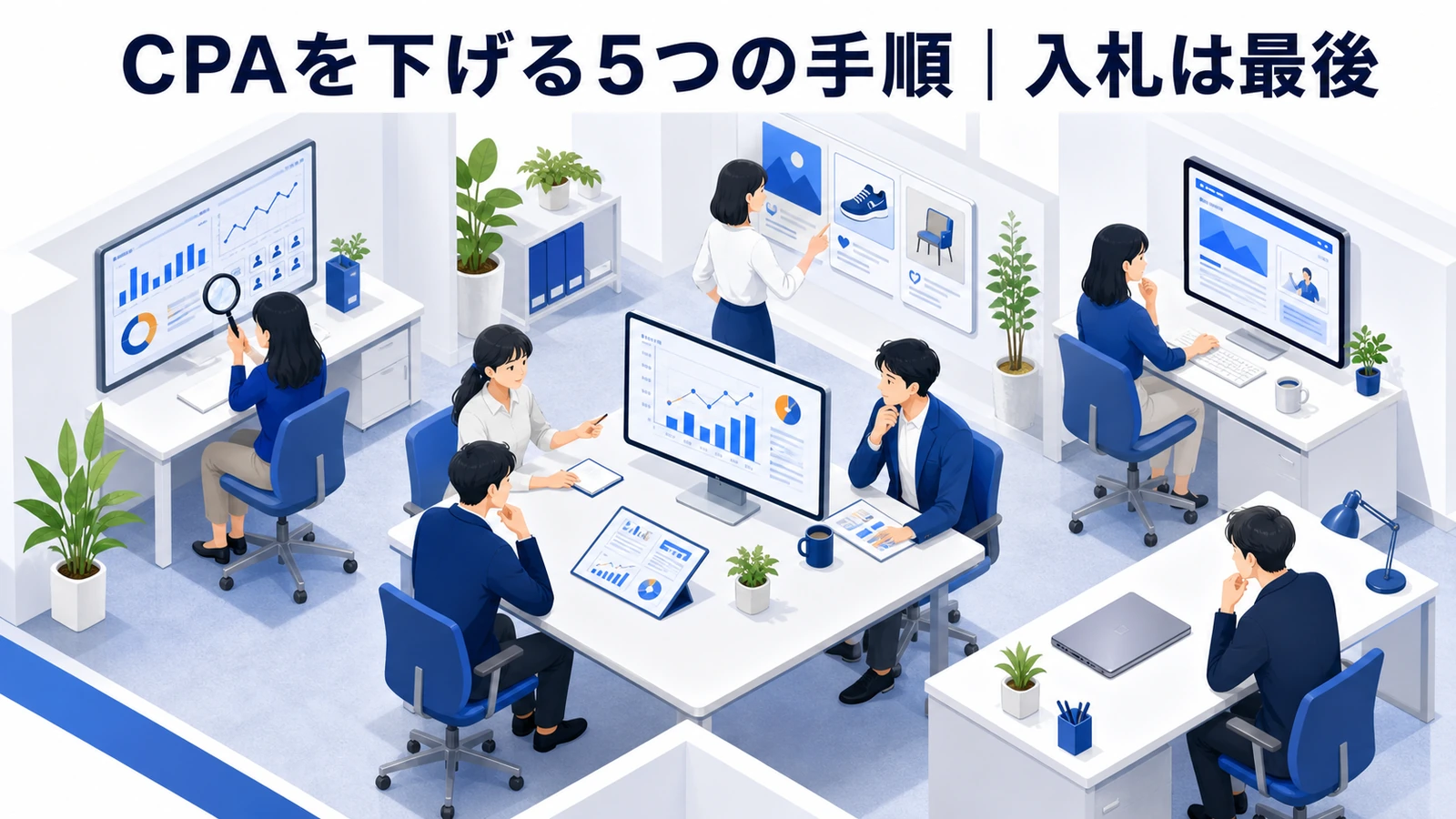 CPAとは？広告運用での目標設定・改善方法とライバルマーケティング広告 CPAの主な進め方 Image 2.0図解
