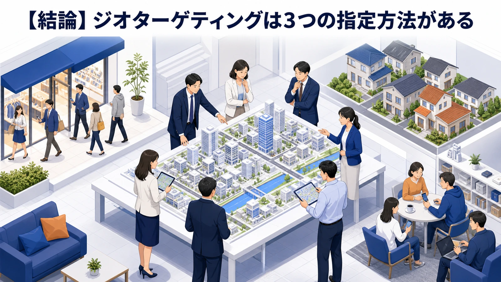 ジオターゲティングとは？位置情報広告の使い方とライバルマーケティング広告の活用法 ジオターゲティングとは？ Image 2.0図解