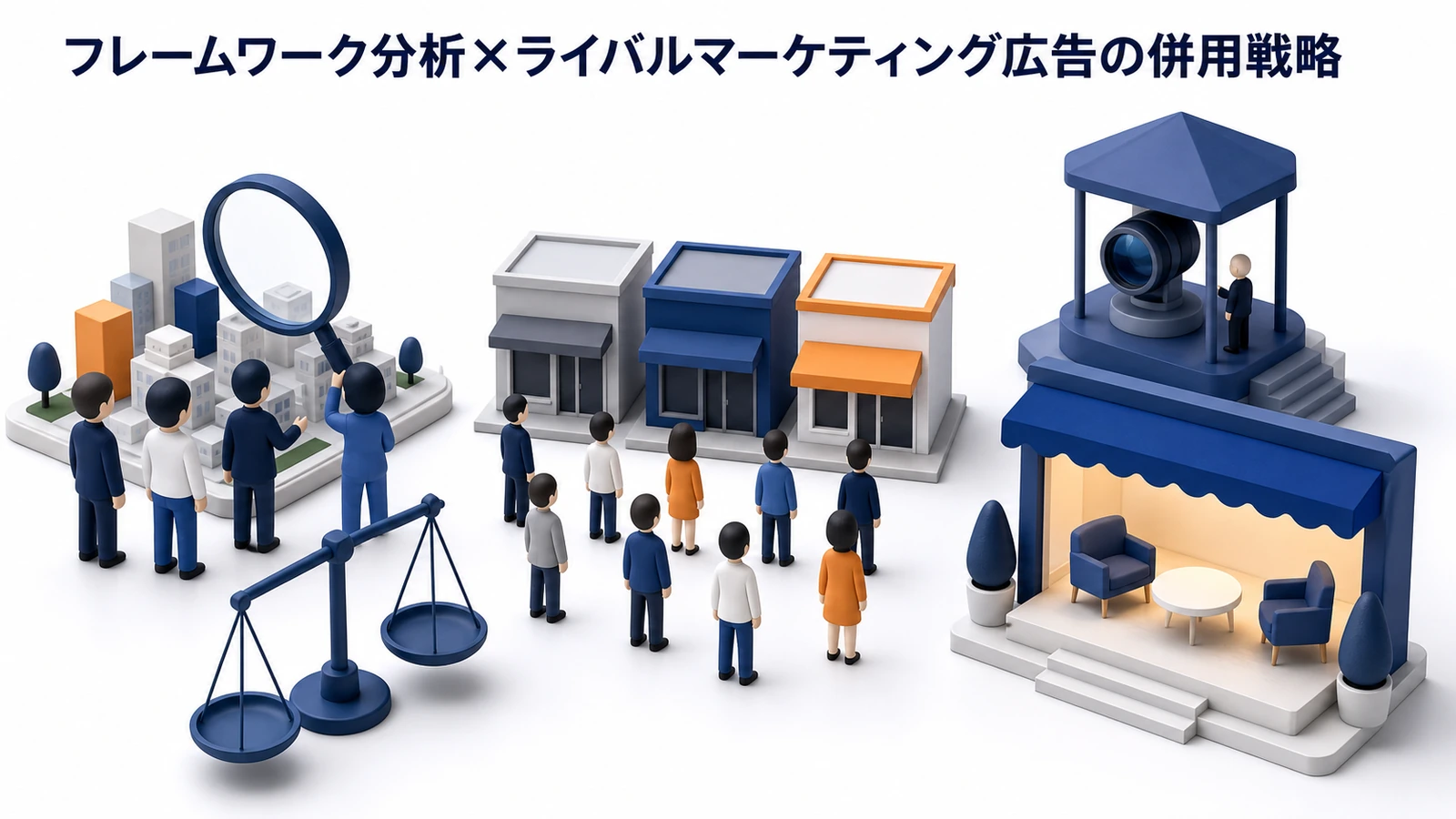 フレームワーク分析とライバルマーケティング広告の併用戦略を整理したImage 2.0図解
