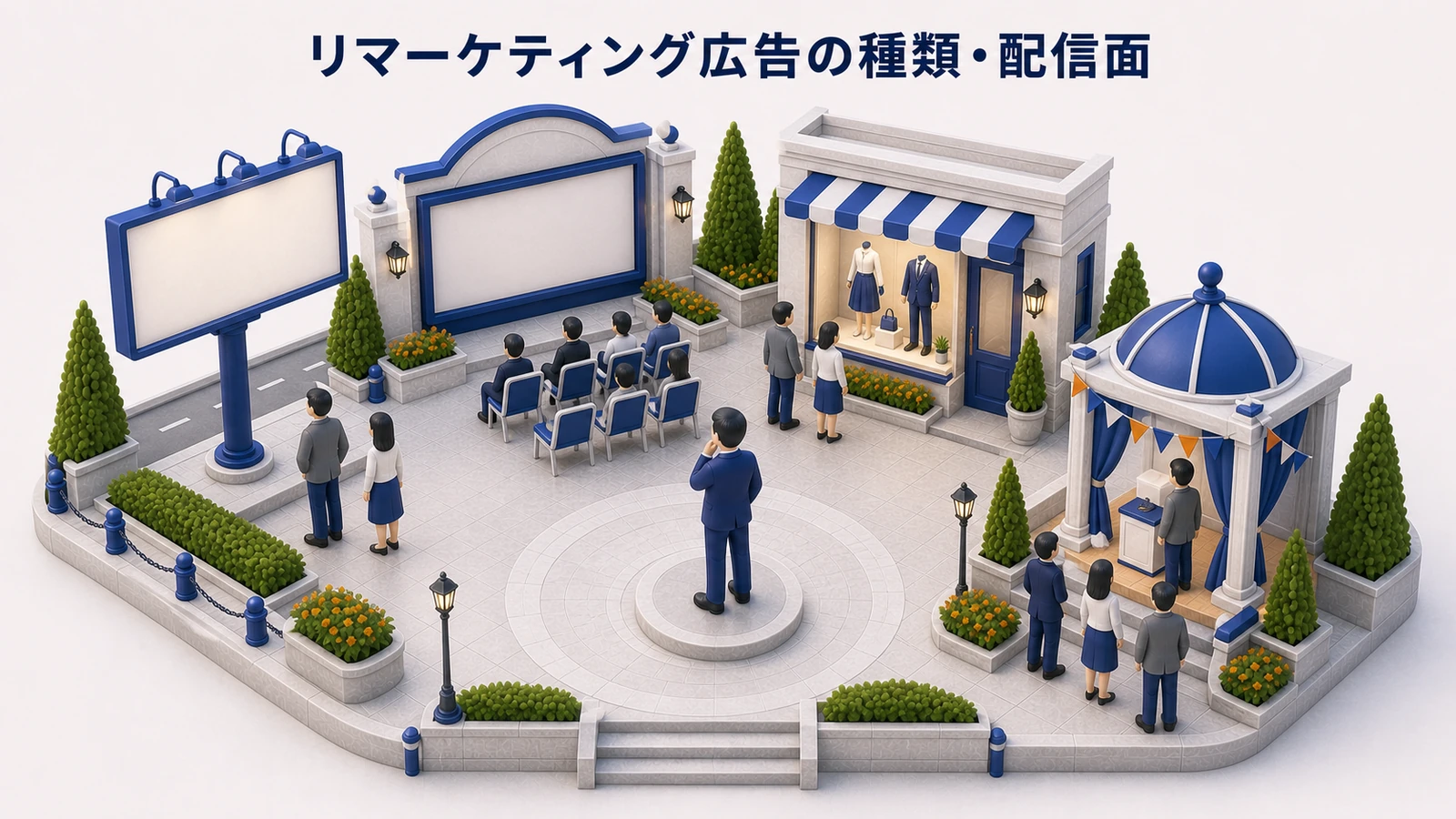 リマーケティング広告の種類・配信面を解説するimage2.0インフォグラフィック