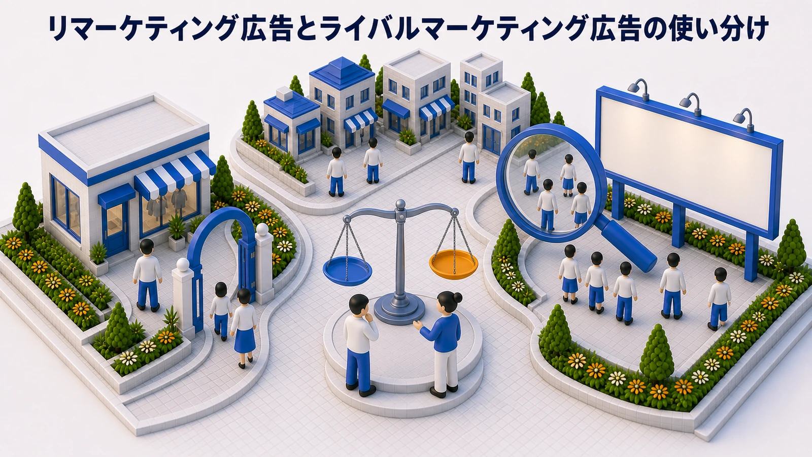 リマーケティング広告とライバルマーケティング広告の使い分けを解説するimage2.0インフォグラフィック