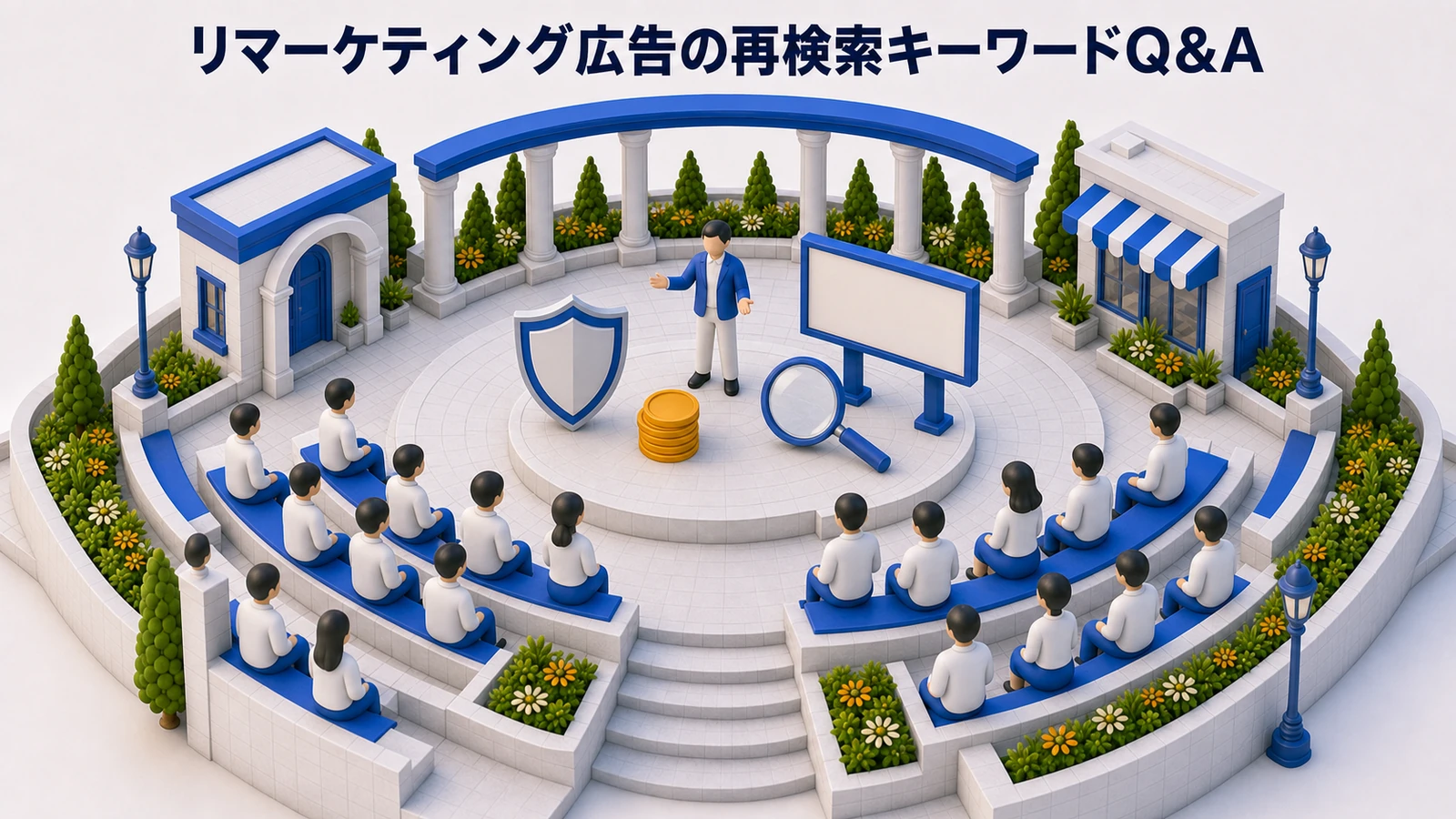 リマーケティング広告の再検索キーワードQ&Aを解説するimage2.0インフォグラフィック