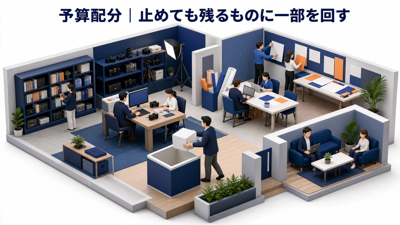 予算配分｜止めても残るものに一部を回す 図解