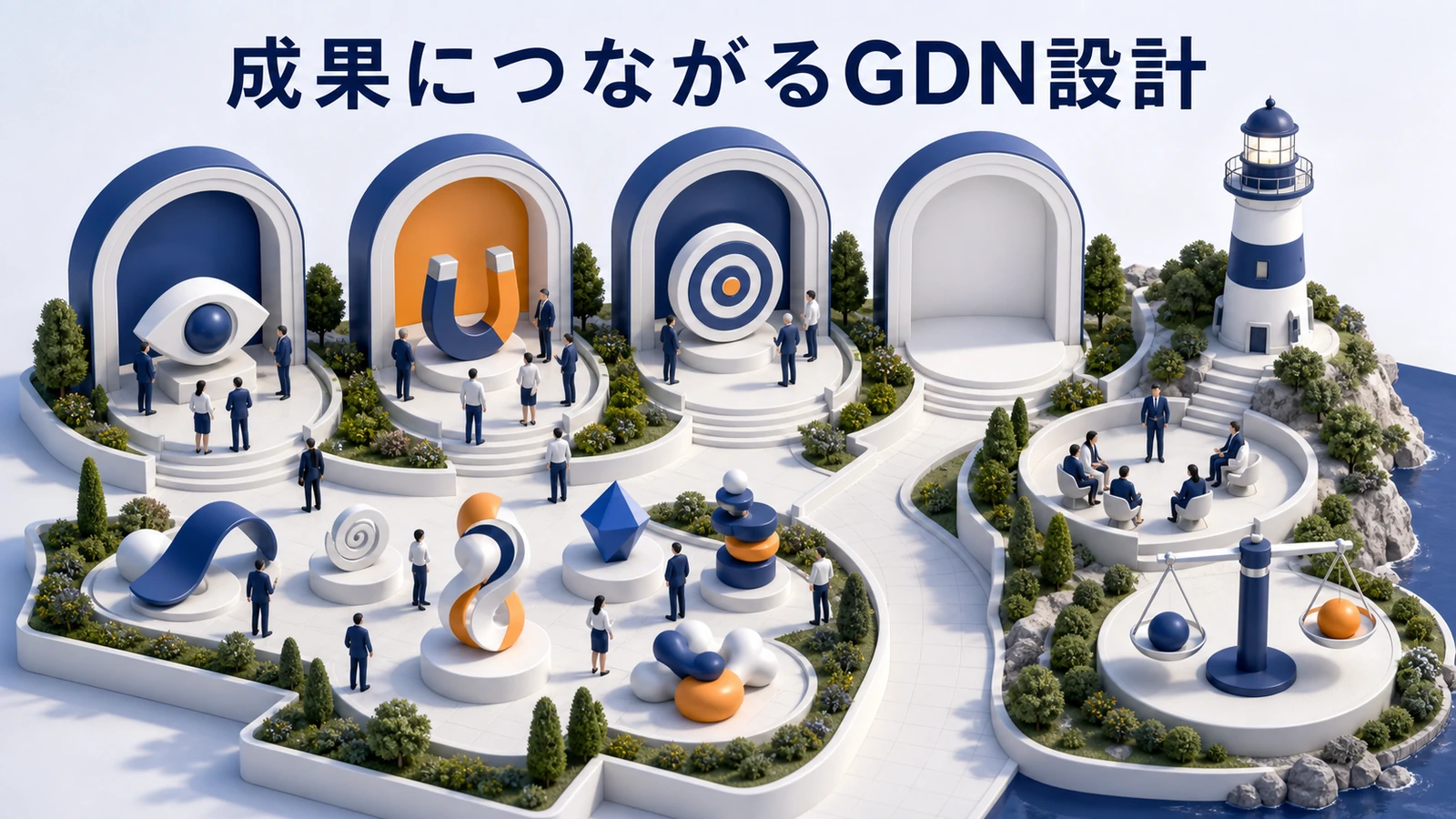 成果につながるGDN設計 目的 クリエイティブ LP 計測のimage2.0図解