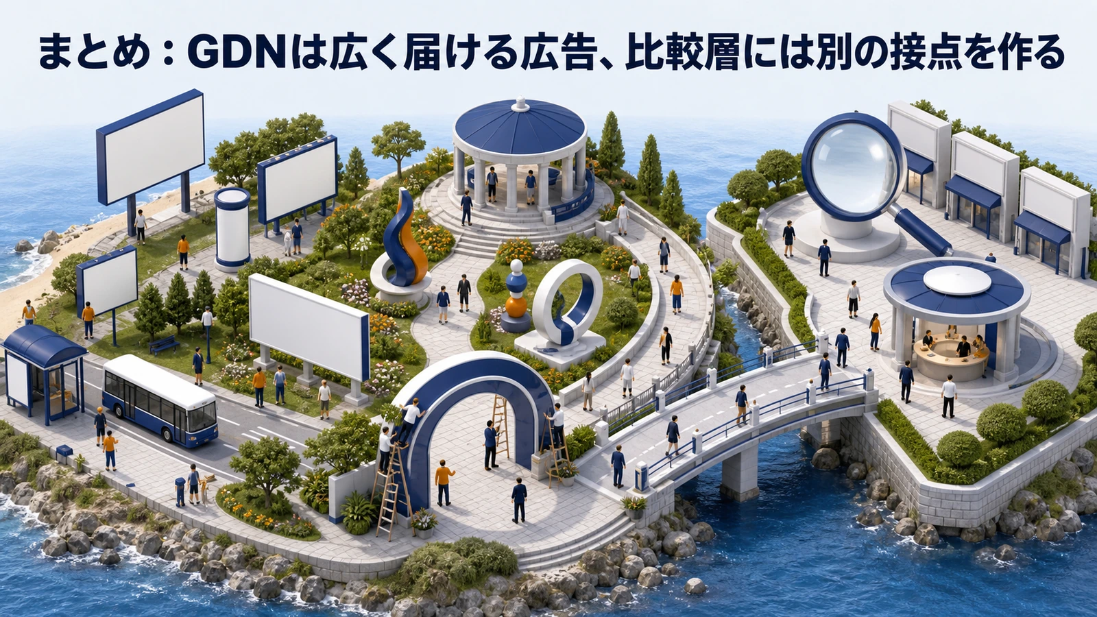 GDN活用の結論 認知 再接触 改善 比較層のimage2.0図解