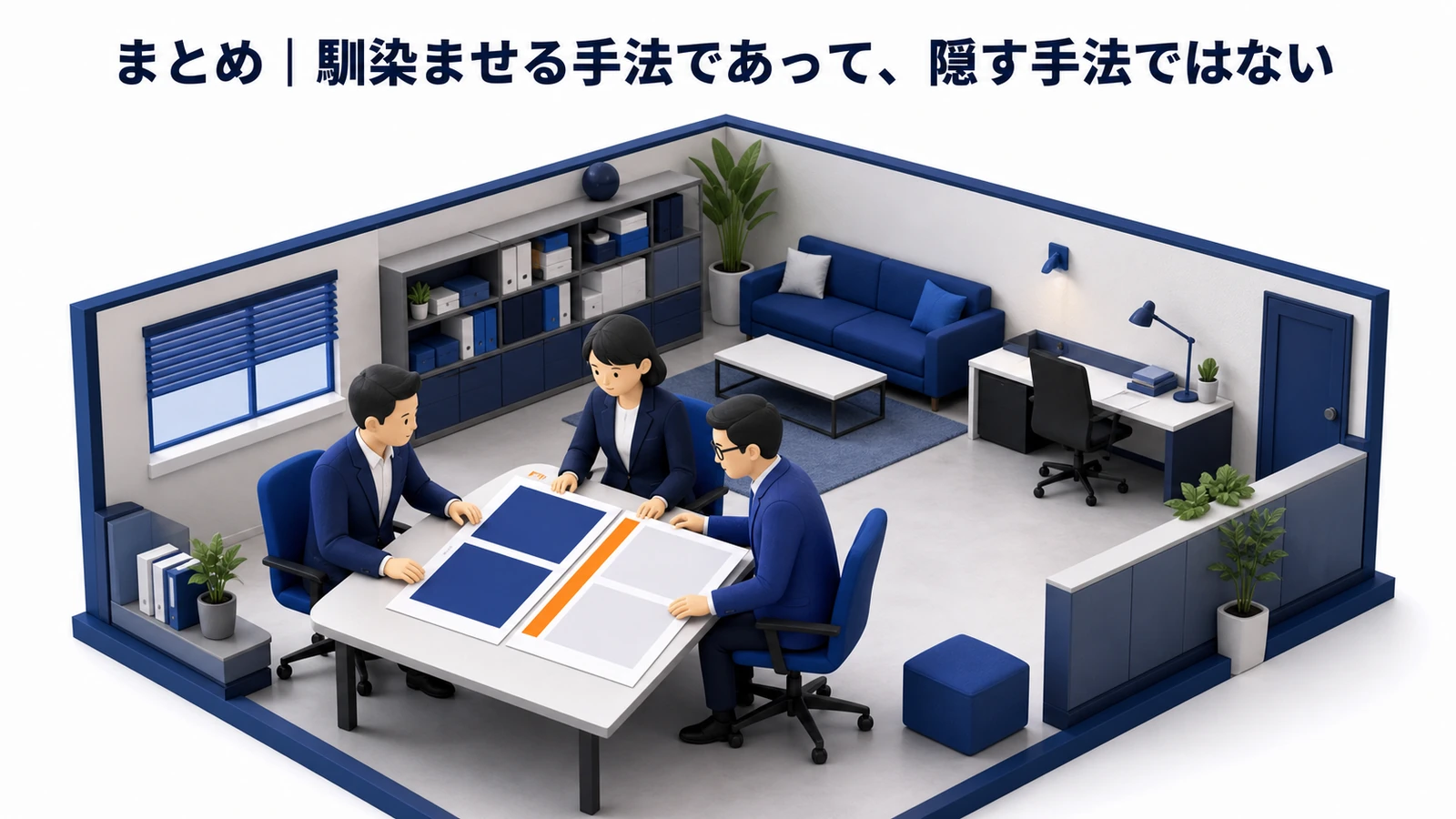 まとめ｜馴染ませる手法であって、隠す手法ではない 図解