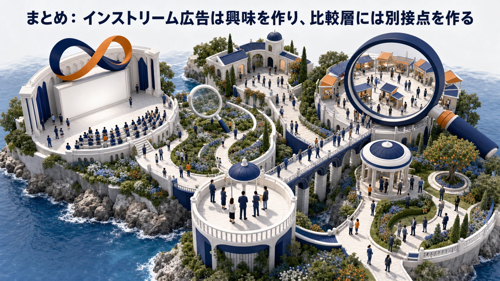 インストリーム広告活用の結論 認知 興味 検索 比較層のimage2.0図解
