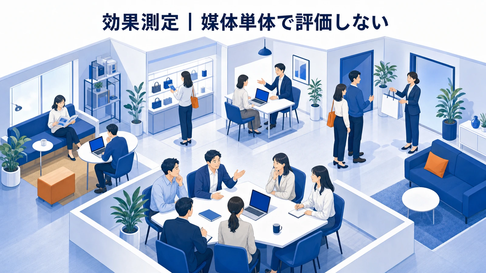 クロスメディアマーケティングとは?媒体連携の設計とライバルマーケティング広告 クロスメディアマーケティングの効果測定で見るべき指標 Image 2.0図解