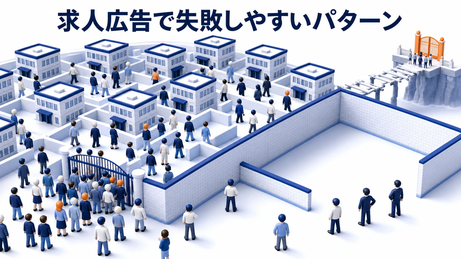 求人広告で失敗しやすいパターン 条件が曖昧 写真が弱い 導線が長い 比較に弱い image2.0図解